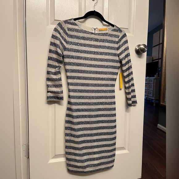 NWT Alice + Olivia Pammy Sequin Striped Dress - Picture 3 of 13